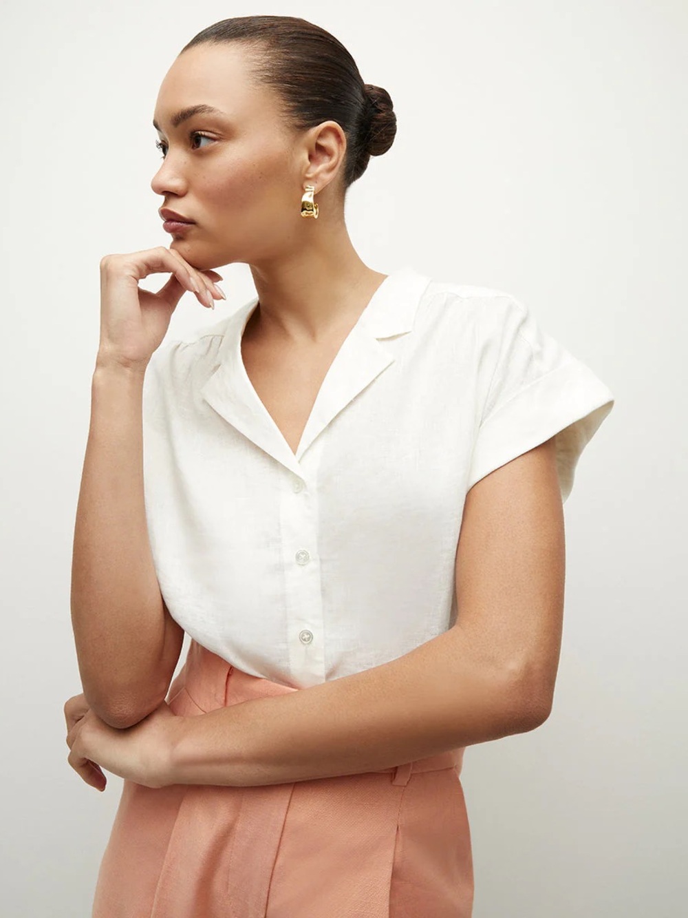 Veronica Beard Kasa linen short sleeve top Size S